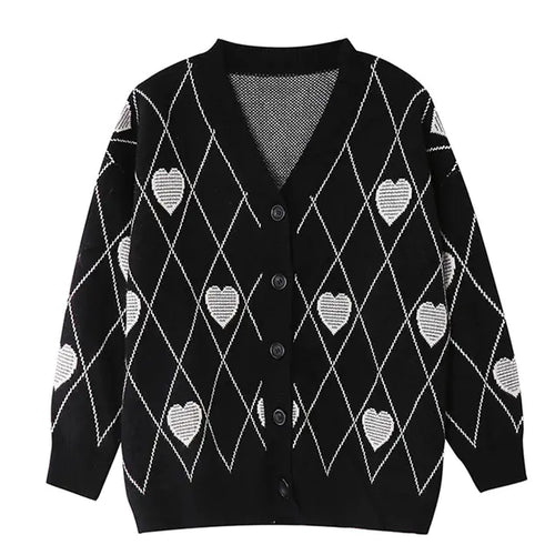 Heart Jacquard Loose Sweater for Women