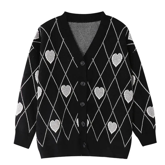 Heart Jacquard Loose Sweater for Women
