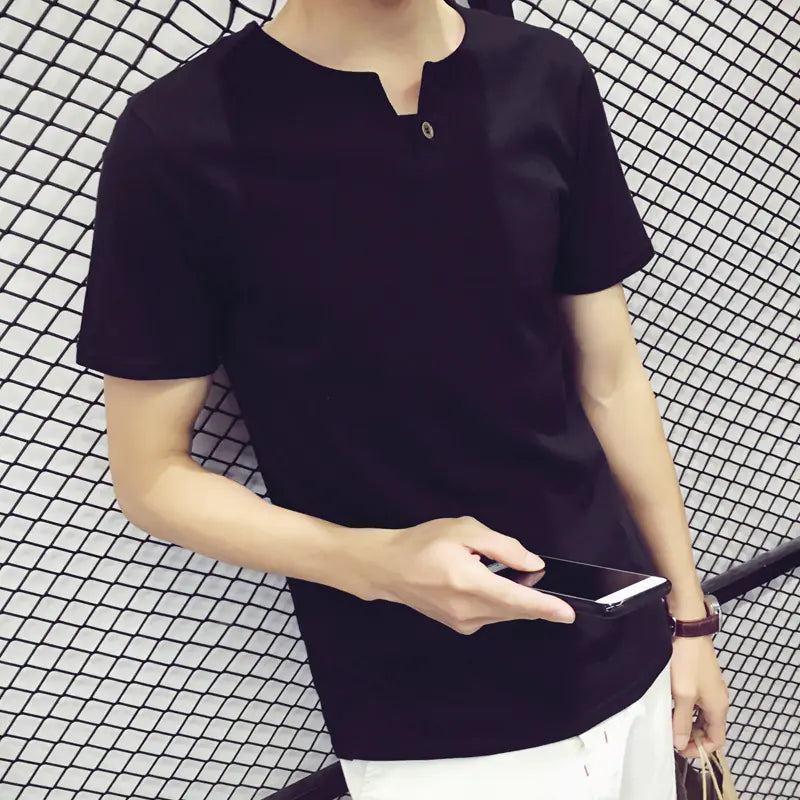 Cotton V-Neck Short Sleeve T-Shirt for Teens