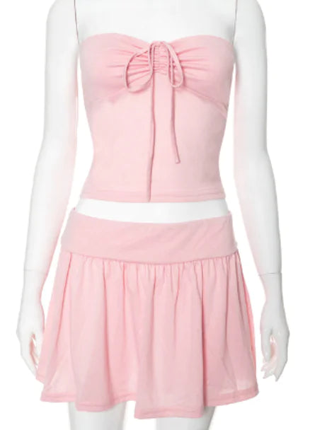 CUTENOVA Summer Girl Halter Crop Top and Skirt Set