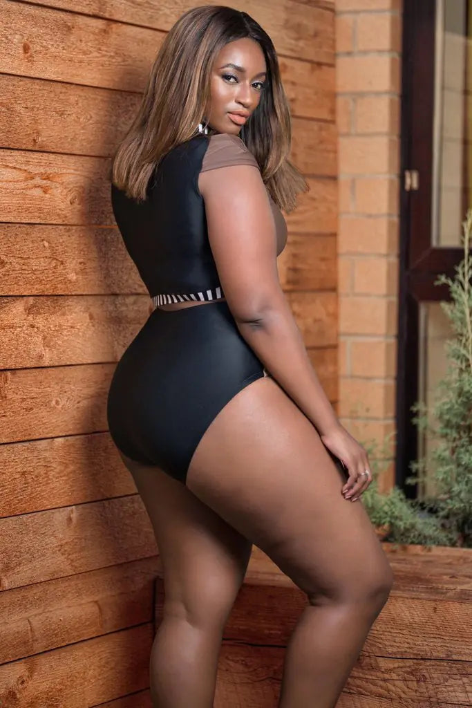 Plus Size Women's High Waisted Bikini Swimwear - Trendy Attic Store01