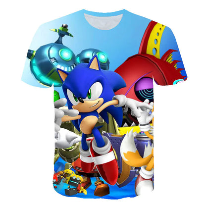 Anime 3D Print Round Neck T-Shirt for Kids