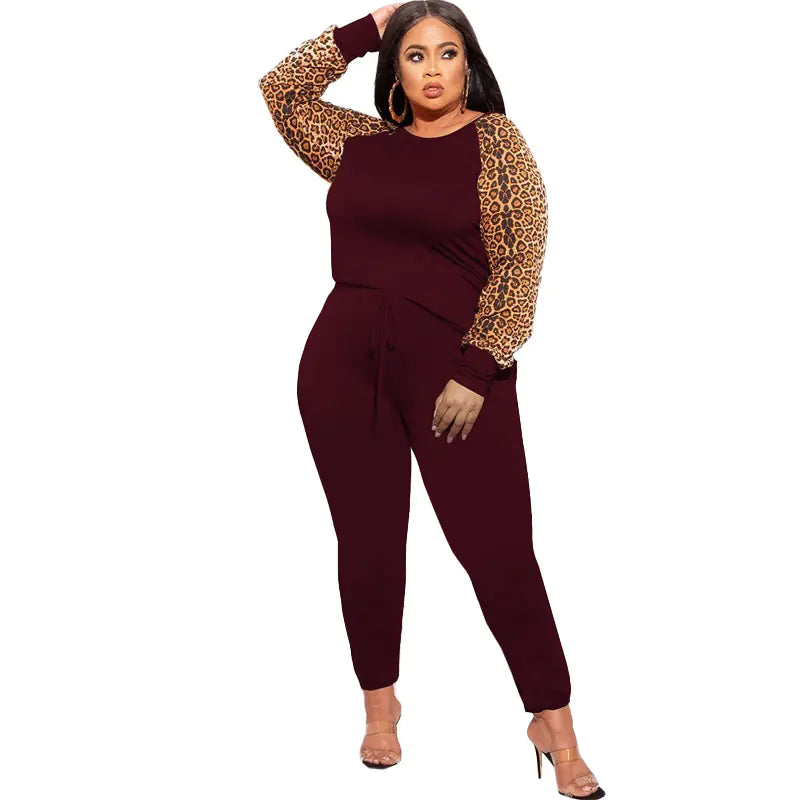 Plus Size 2-Piece Leopard Print Outfit for Women