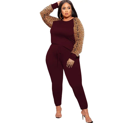Plus Size 2-Piece Leopard Print Outfit for Women