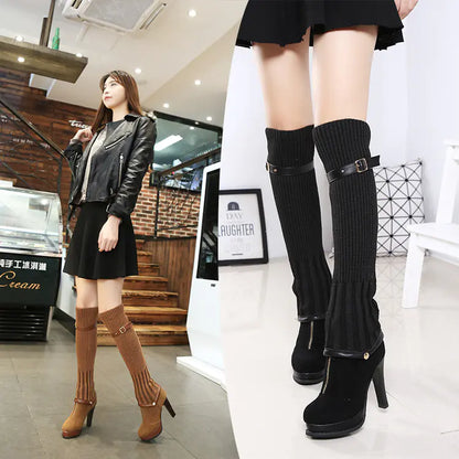 New Women's Korean Style High Heel Knee-High Boots