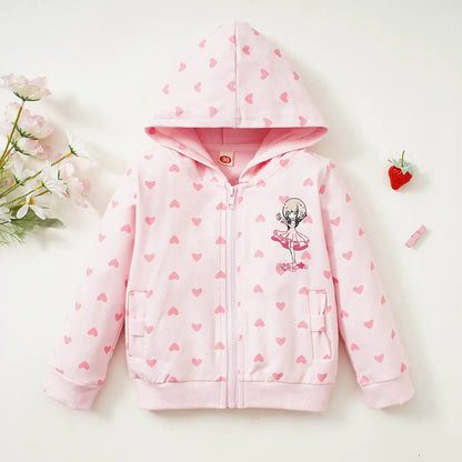 Hooded Long Sleeve Sweater for Girls, Ages 3-8