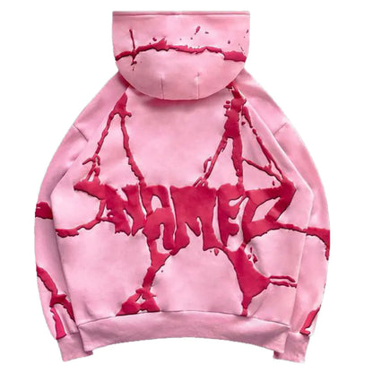 Plus Size Hooded Sweatshirt Set with Foam Print (3 Colors)