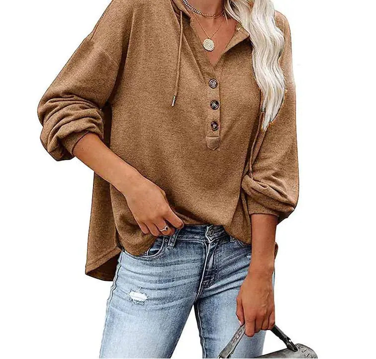 Loose V-neck Long-sleeved Sweater for Women