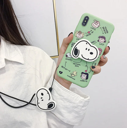 Cute Snoopy Phone Case with Stand and Protector