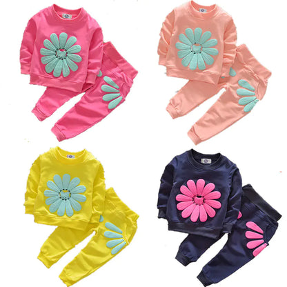 Conjunto de atuendo floral de primavera-otoño para niñas