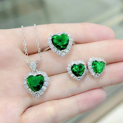 Gemstone Crown Necklace Set with Earrings & Ring - Trendy Attic Store01