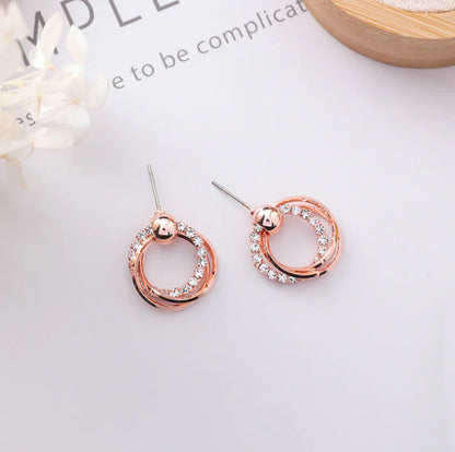 Circle Sparkling Diamond Earrings and Necklace Set