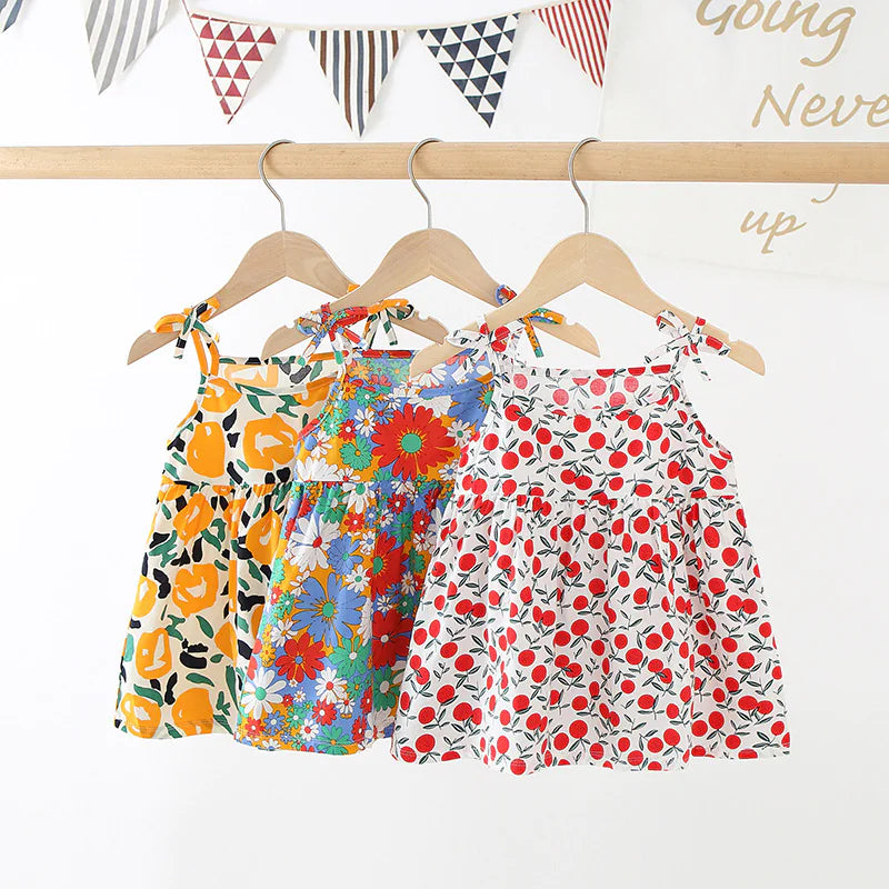 Floral Print Suspender Skirt for Girls