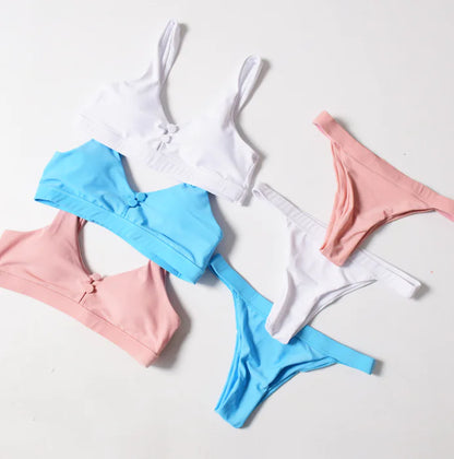 Sexy Low-Waist Solid Color Women's Bikini Set