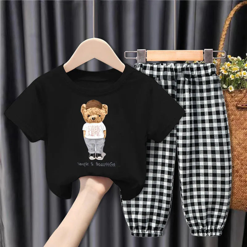 Children's Loose Plaid Two-Piece Suit