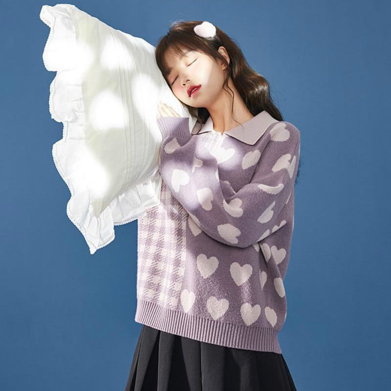 New Polo Doll Collar Cropped Knitted Sweater Top