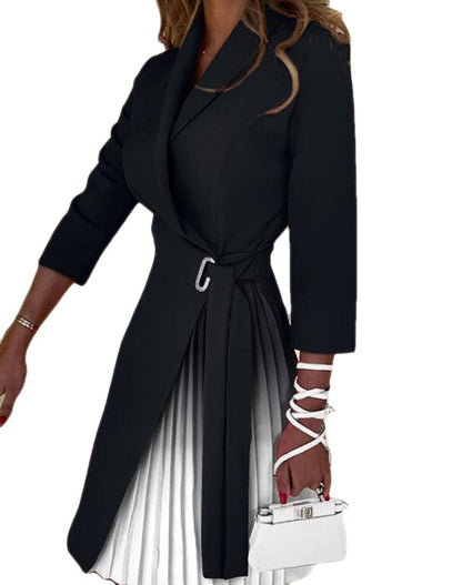 New Fashion V-Neck Gradient Pleated Dress with Ties