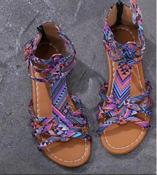 Colorful Lace Plus Size Roman Sandals