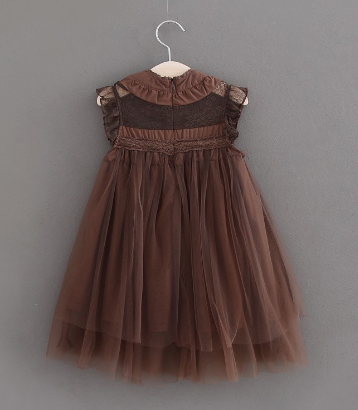 Girls' Summer Dress with Ruffled Sleeves and Tulle