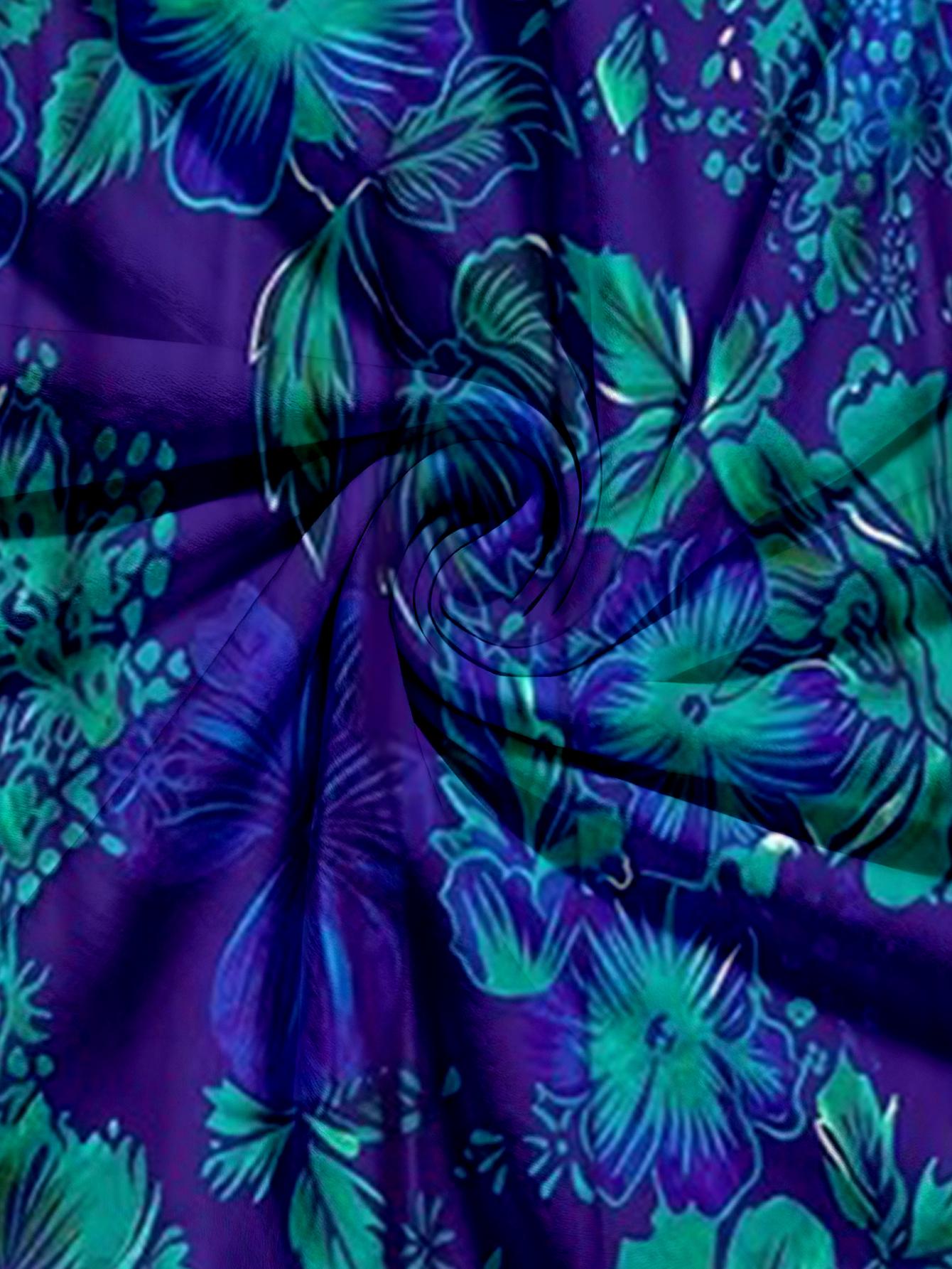 Fit Plus Size Women's Casual Pants Featuring a Plant Print