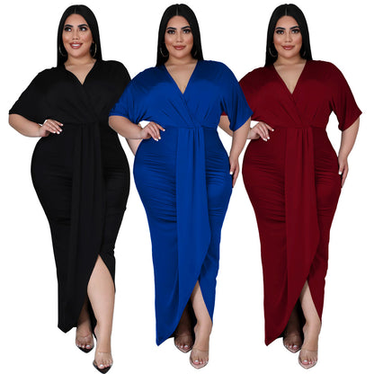 Elegant Plus Size V-Neck Party Dress for Women