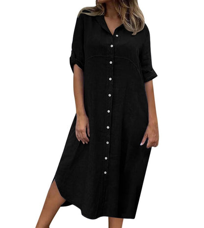 Women's Cotton Linen Shirt Dress