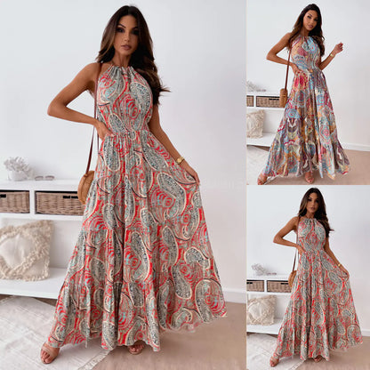 Bohemian Floral Backless Maxi Dress