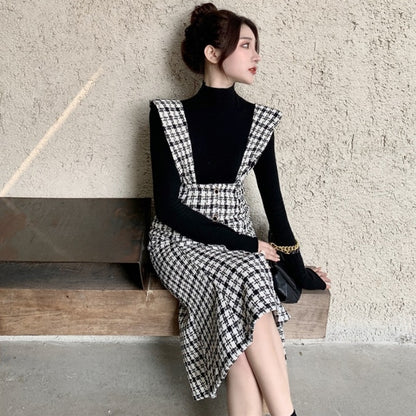 New Vintage Checkered Midi Dress for Women