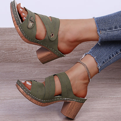 Plus Size Women's High-Heeled Thick Sandals
