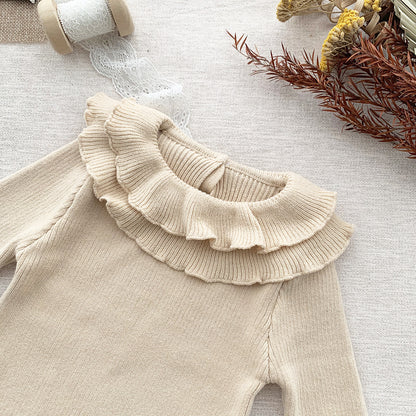 High Elastic Girls' Lotus Leaf Bottoming Sweater