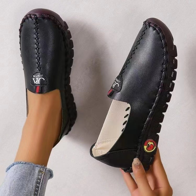 Comfortable Women's Casual Flat Leather Shoes for Daily Use