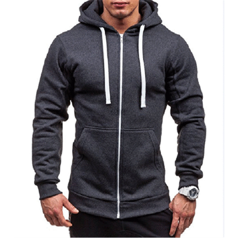 Men's Casual Solid Color Hooded Sweater Cardigan