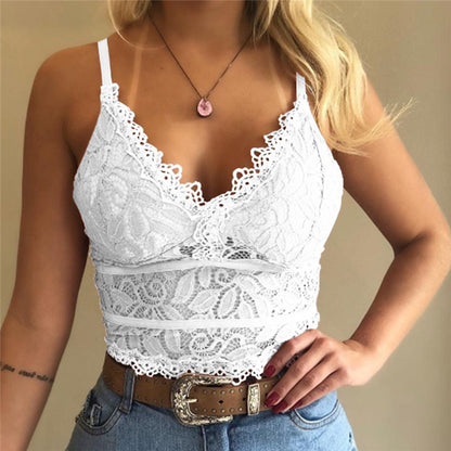 Elegant Women's V-Neck Lace Sleeveless Casual Top