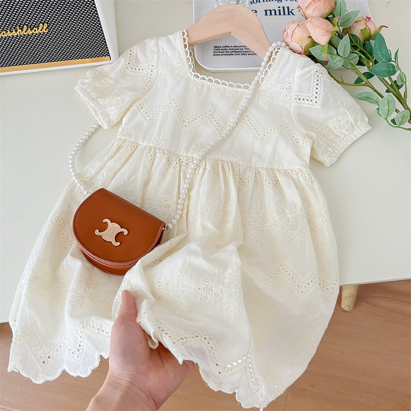 New Style Lace Short Sleeve Dress for Girls