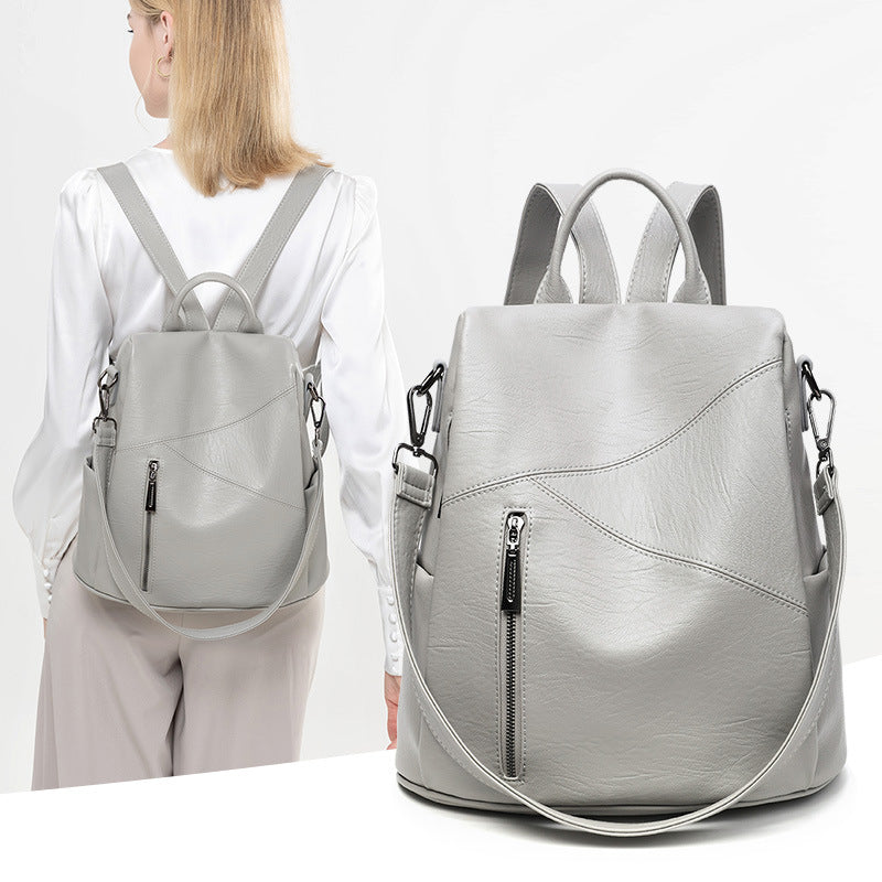 Women's Soft Leather Anti-Theft Large Capacity Backpack