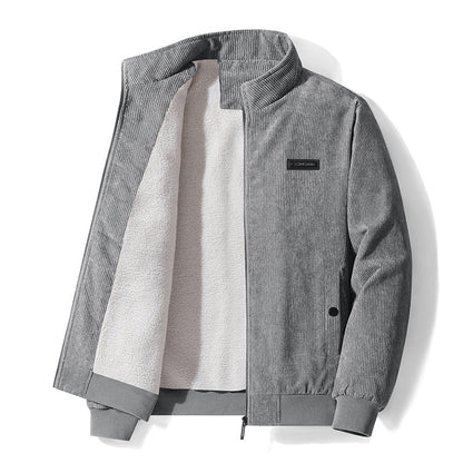 Men's Thickened Corduroy Lamb Coat - Plus Size Winter Jacket