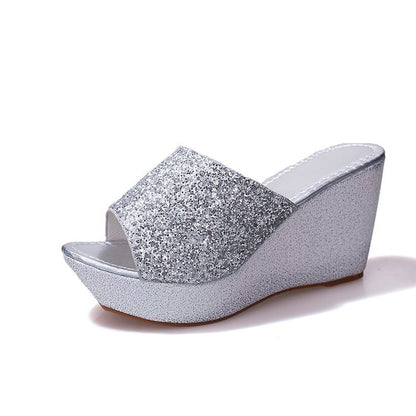 New Summer Sequined Wedge Sandals for Women