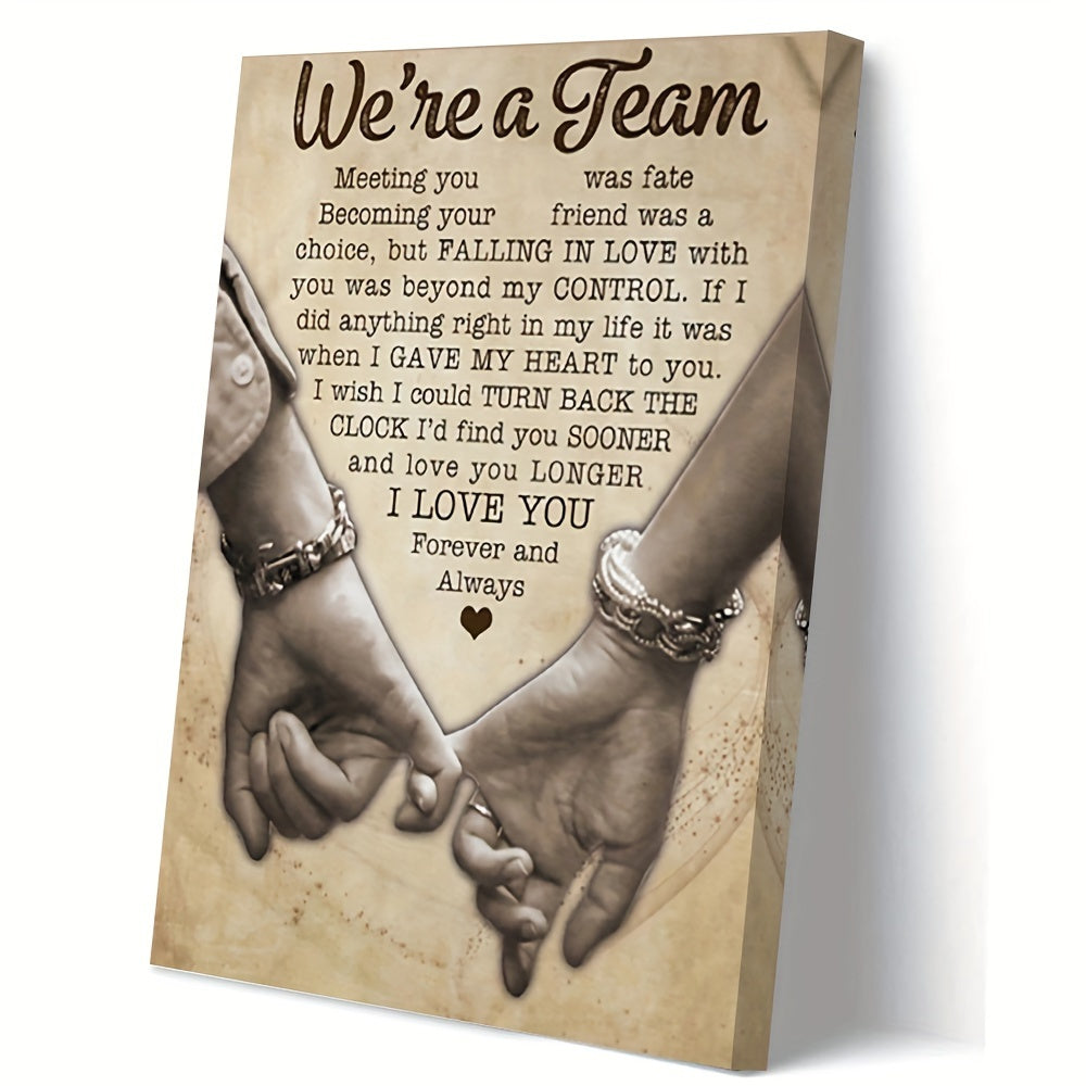Romantic Couple Gift with Interlocked Hands & Heartfelt Poem