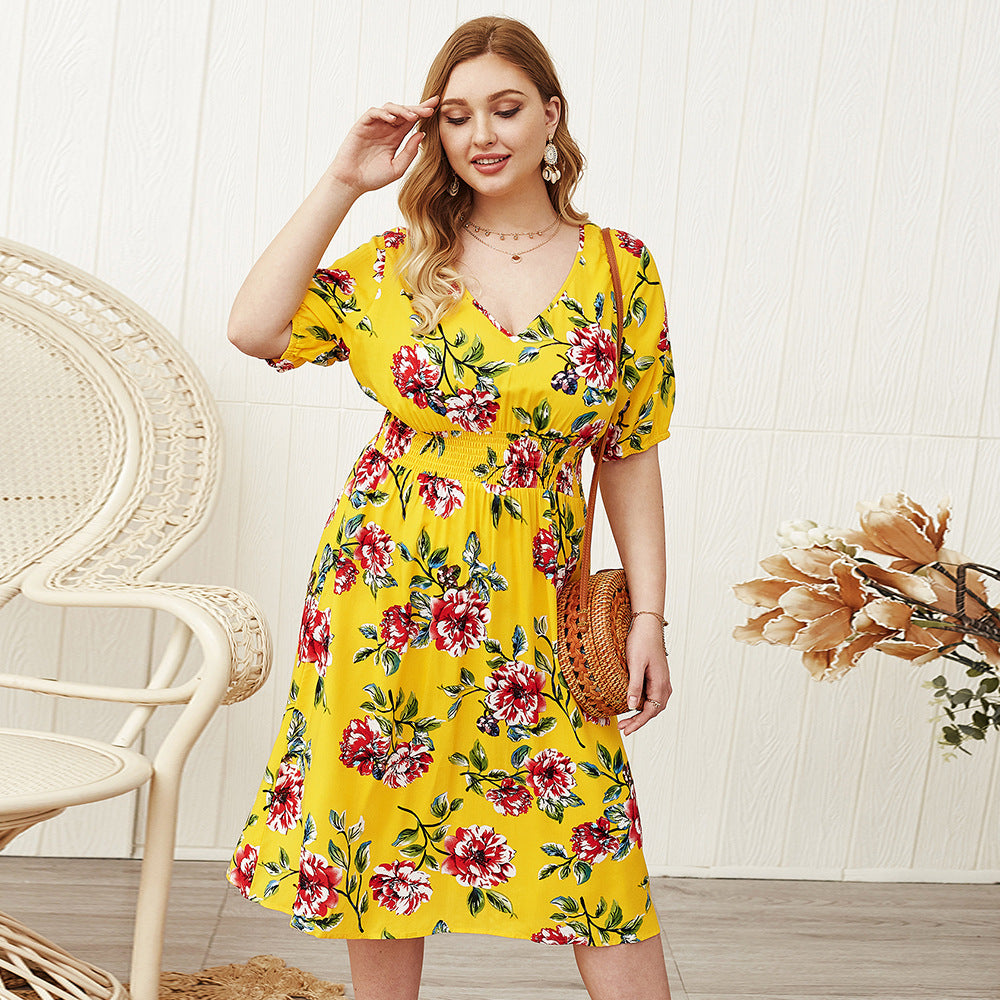 Original Design Floral V-Neck Loose Dress for Spring/Summer