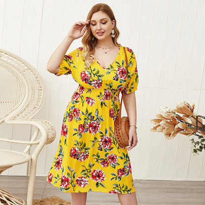 Original Design Floral V-Neck Loose Dress for Spring/Summer