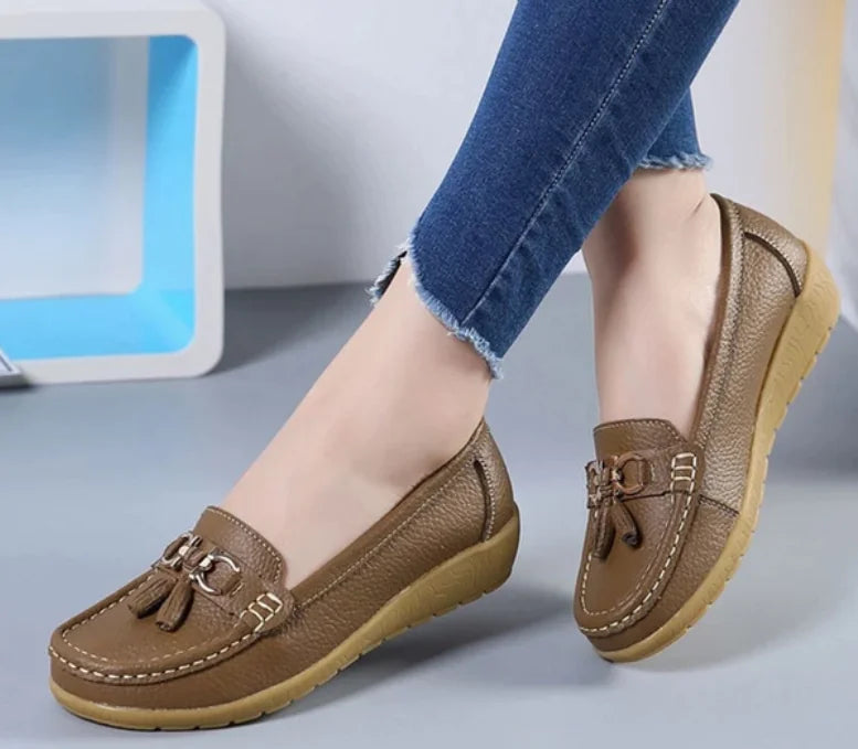 Casual Flat Shoes for Women - Genuine Leather