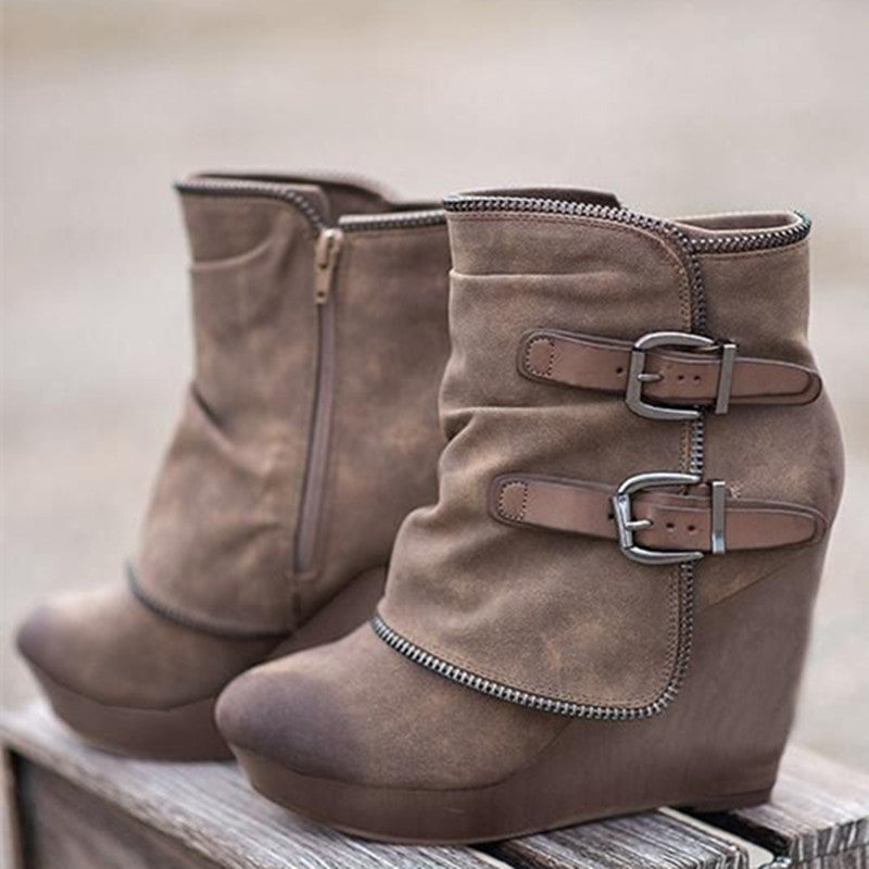 Wedge Heel Platform Booties for Women - Winter Style