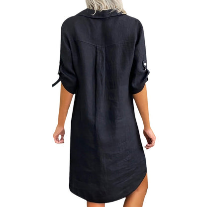 New Nordic Style Cotton Short Sleeve Shirt Dress