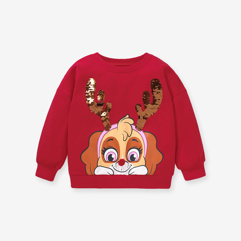 Girls' Long Sleeve Cotton Printed Sweater