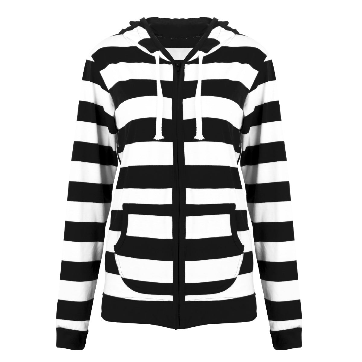 Plus Size Striped Long Sleeve Hoodie Cardigan for Women