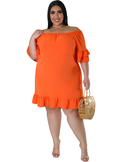 Elegant Plus Size Off Shoulder Midi Dress for Women