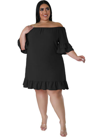 Elegant Plus Size Off Shoulder Midi Dress for Women