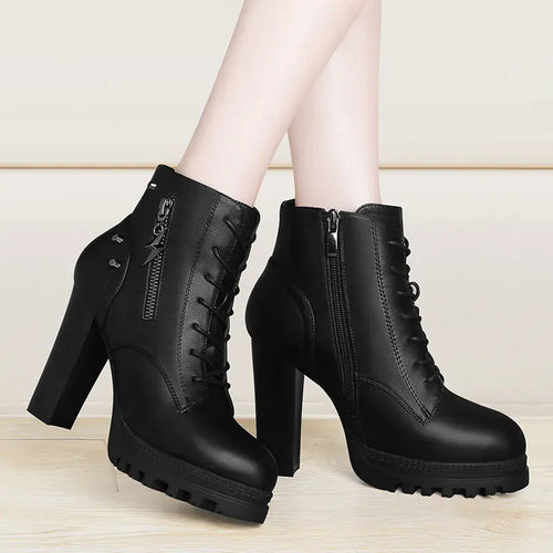 Women's Chunky Heel Waterproof Platform Martin Boots