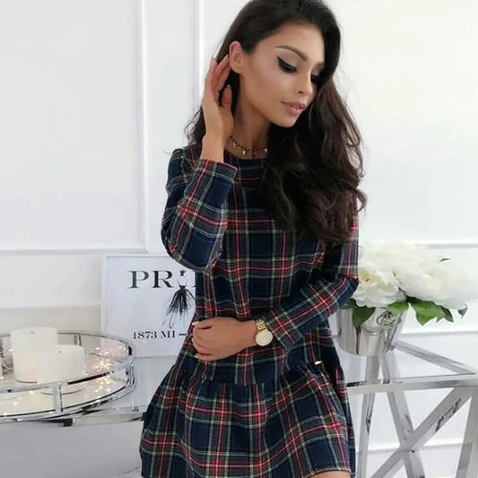 Plaid Long Sleeve Dress for Women - Autumn Collection