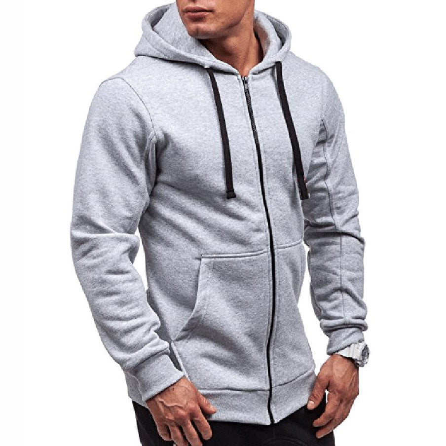 Men's Casual Solid Color Hooded Sweater Cardigan